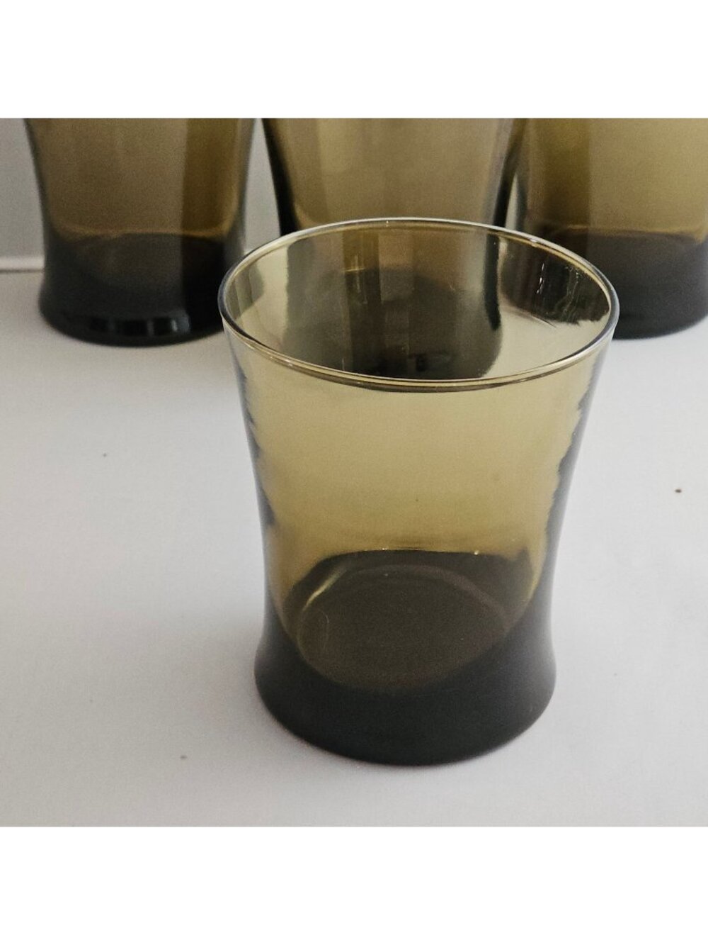 4 Anchor Hocking Linden Mocha Double Old Fashion Glasses 12oz flared brown 4"